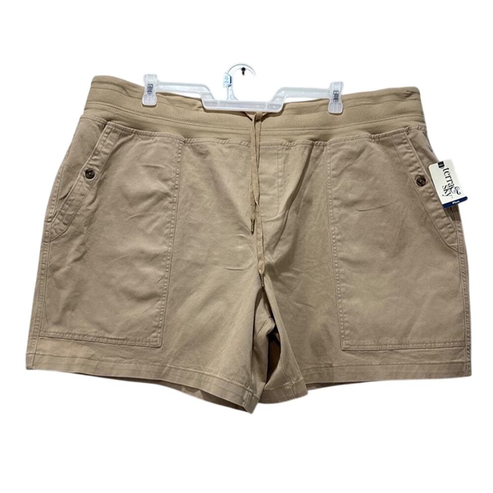 Terra & Sky Women’s Plus Size Utility Tan Shorts - Size: 4X